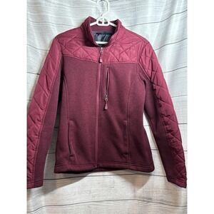 Women's Swiss Tech Maroon Large 12/14 Polyester Mixed Media‎ Zip Up Jacket